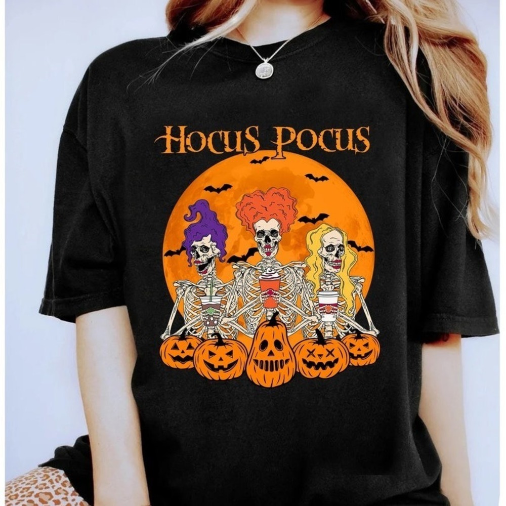Hocus Pocus Sanderson Sisters Skeleton Pumpkin Shirt